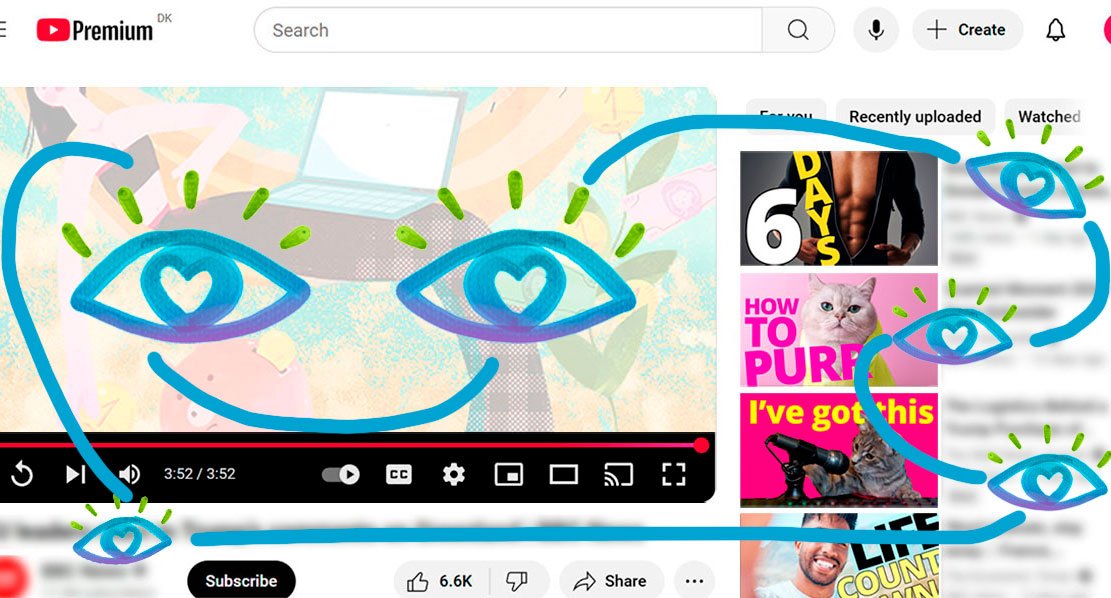 youtube eyes skating around while watching video